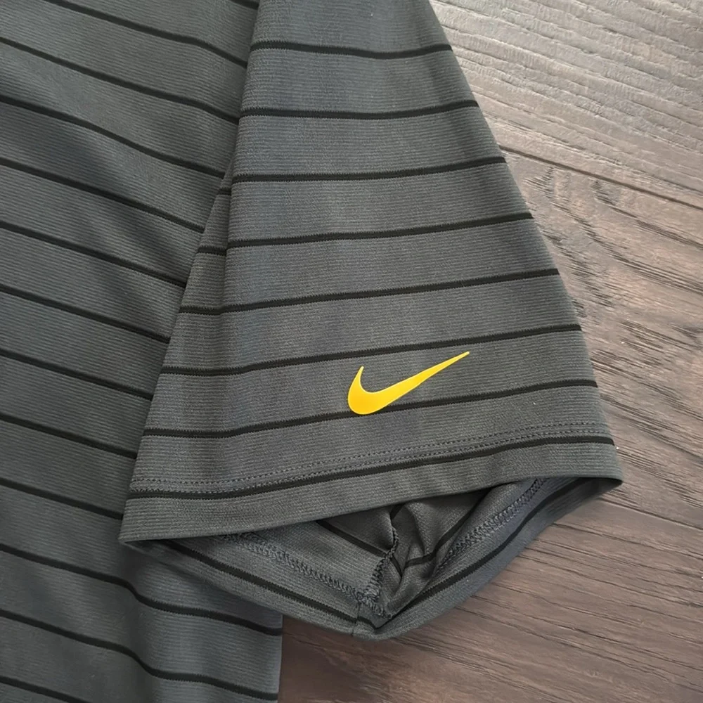Nike Men's Black Polo with Subtle Stripes